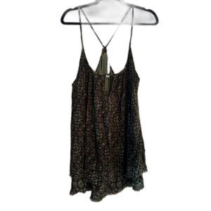 Beautiful vintage Free People One gauzy dark green tank top small